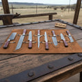 8-Piece Damascus Kitchen Knife Set — Red Pakka Wood Handles