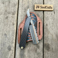 Copper Damascus Straight Razor Carbon Fiber Handle Barber Razor