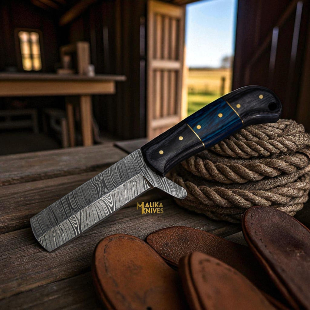 Damascus Bull Cutter Knife with Pakka Wood Handle
