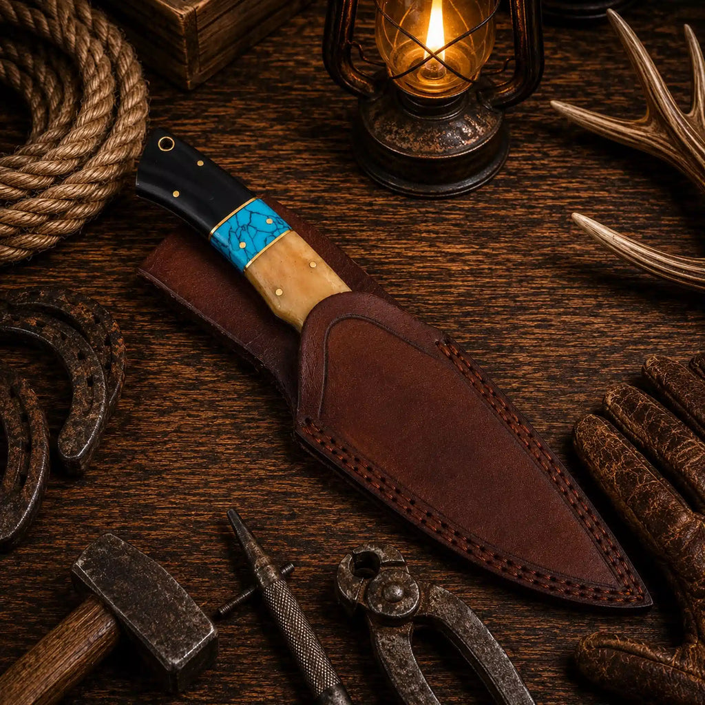 New Custom Handmade Damascus Steel Fixed Blade Bushcraft Outdoor Camping Hunting EDC Knife With Leather Sheath
