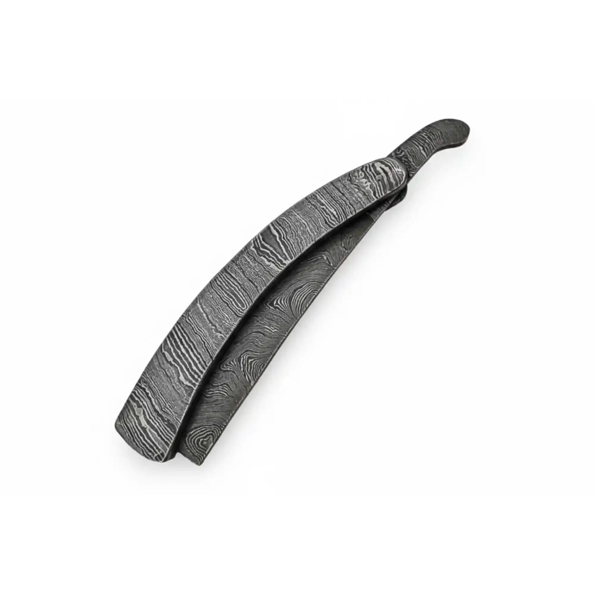 Handmade Damascus Steel Sweeney Todd Style Straight Razor Barber Folding Razor with Leather Sheath