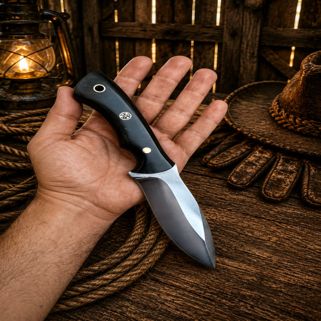 Hunting Knife Hand Forged Steel Blade with Leather Sheath