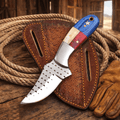 Handmade Rasp Steel Cowboy Knife – Texas Flag Handle, Pancake Leather Sheath