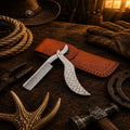 SHAM KNIVES Heritage Barber Straight Razor with D2 steel blade, folding design, and traditional barber-style craftsmanship.