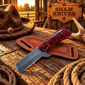 Heritage Knife acid wash Steel Western Bullcutter with Pancake leather Sheath