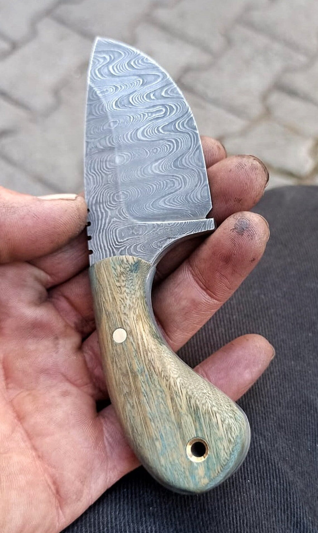 Custom Handmade Damascus Steel Hunting Knife - Rosewood Handle (5.5"), Includes Leather Sheath