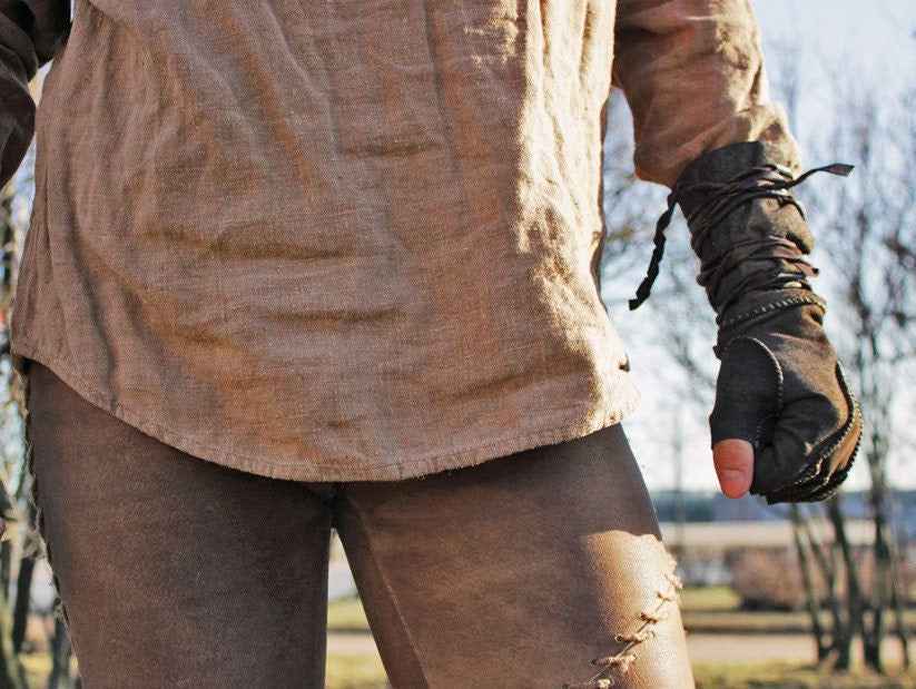 Battler leather gloves for LARP