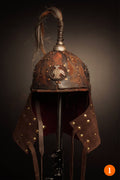 Medieval battle leather helmet