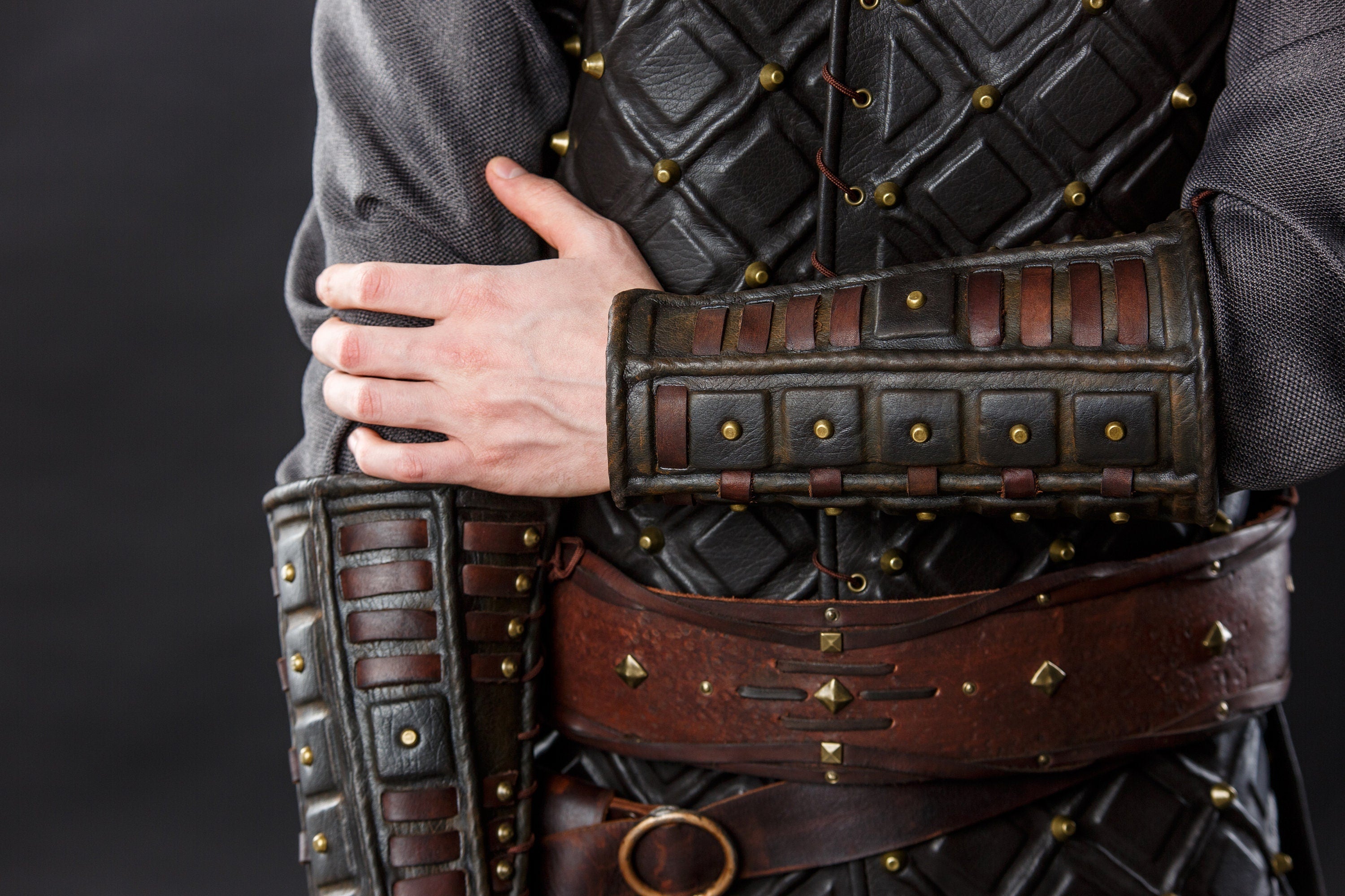 Medieval leather bracers for Larp