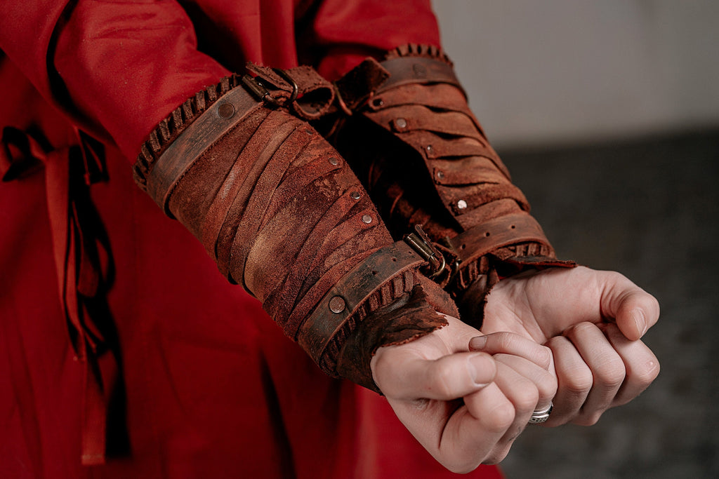 Medieval leather bracers for Larp