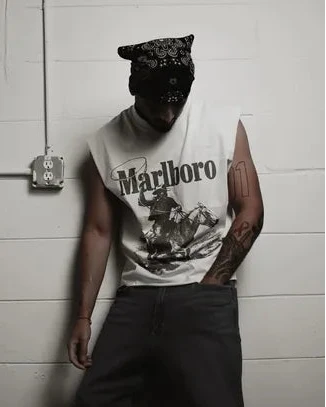'Rugged' Man Vintage White Cut Off Tee