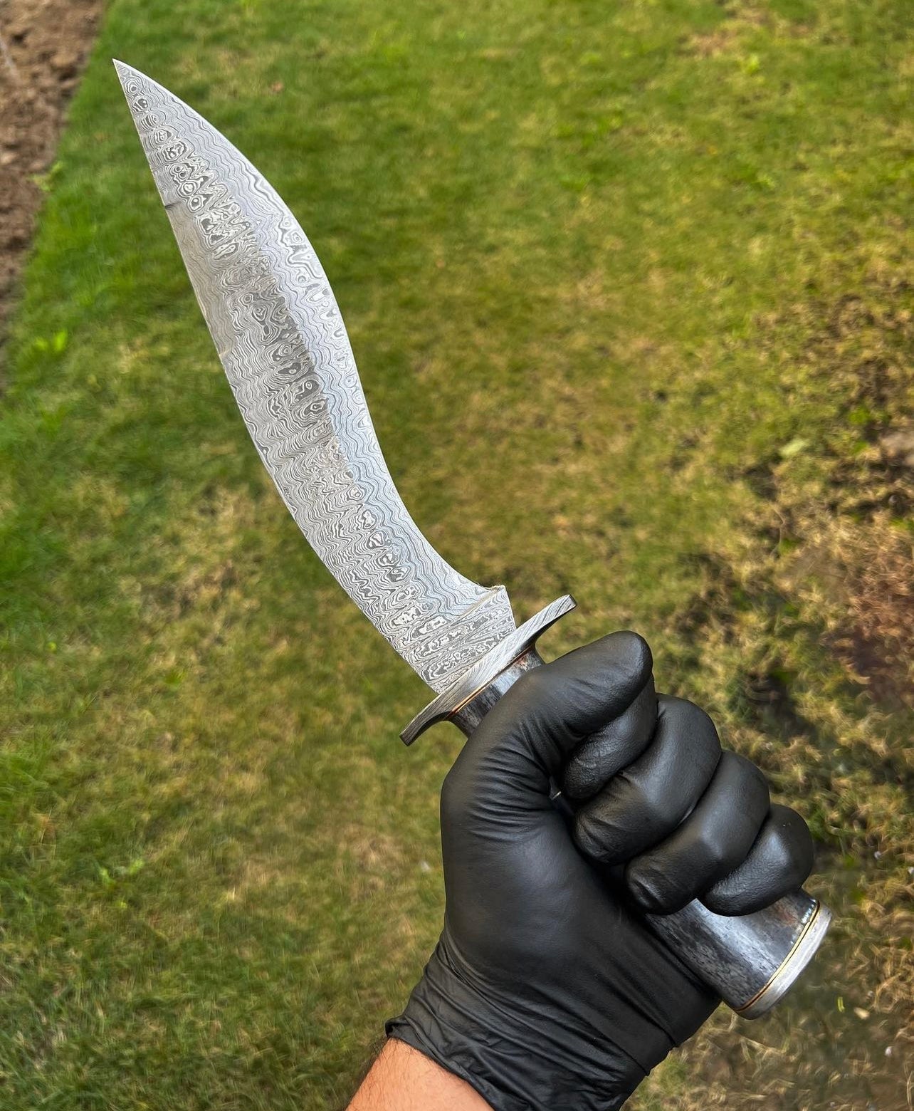 Damascus Steel Trailing Point Camping knife