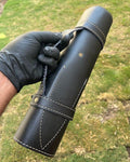 Hand forged J2 steel fixed blade XL kitchen knife from Knives Gear Garage, showing the sharp blade and ergonomic handle.