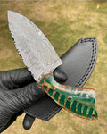 Fixed blade Damascus steel EDC knife by cskforged with a textured handle and sharp blade, ideal for everyday carry.