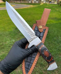 Fixed blade camping knife by cskforged, hand-forged D2 steel with a durable handle, ideal for outdoor survival and camping tasks.