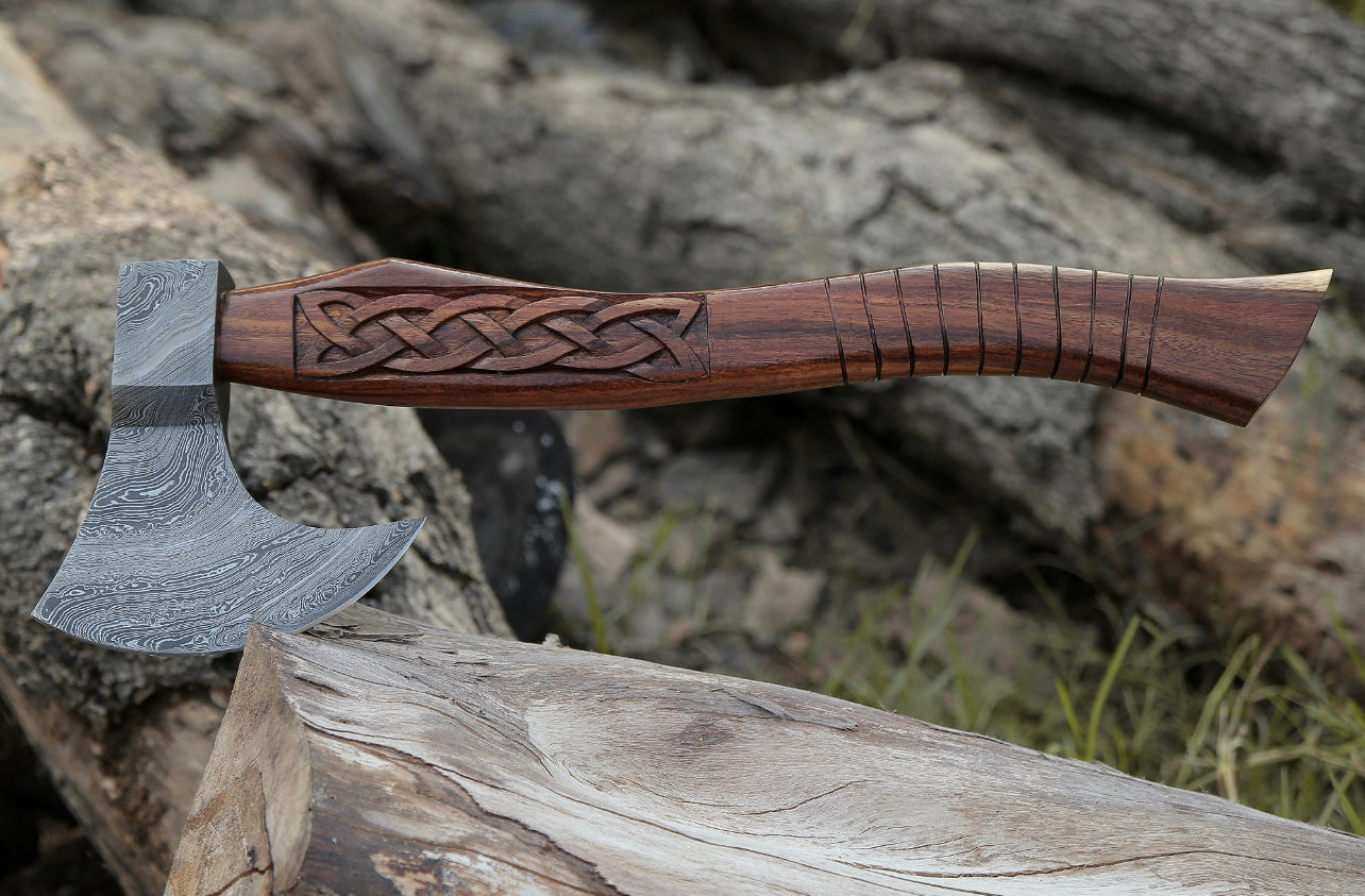 Custom handmade Damascus steel axe
