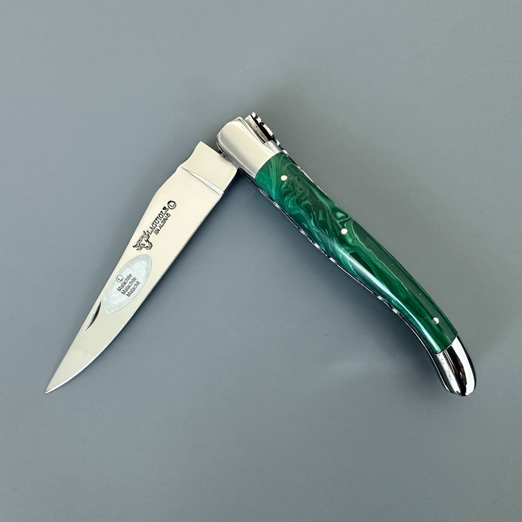 Laguiole en Aubrac Double-Plated Knife – Malachite Handle, 4.7″