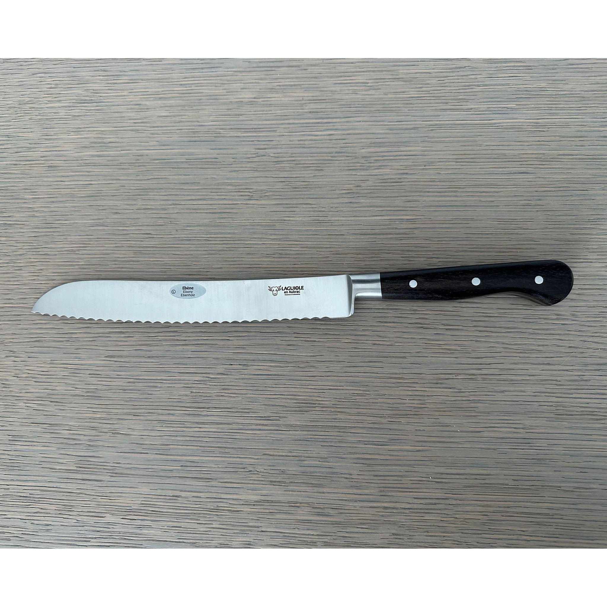 Laguiole en Aubrac Classic Forged Bread Knife With Ebony Wood Handle, 8-in