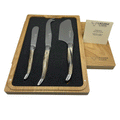 Laguiole en Aubrac Handcrafted 3-Piece Cheese Knife Set with Solid Horn Handles