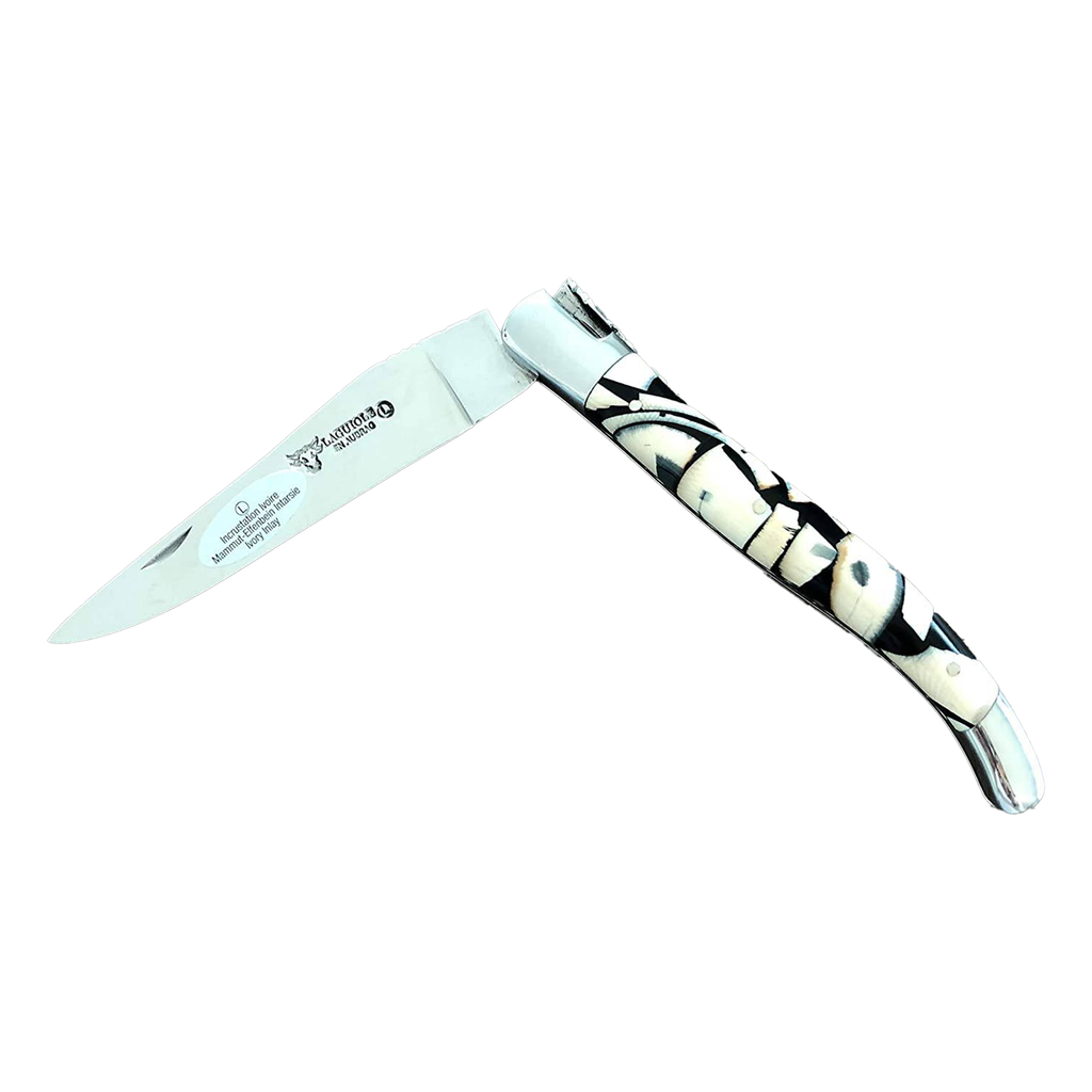 Laguiole en Aubrac Handcrafted Double Plates Multipurpose Knife, Nougatine Handle, 4.75 inches