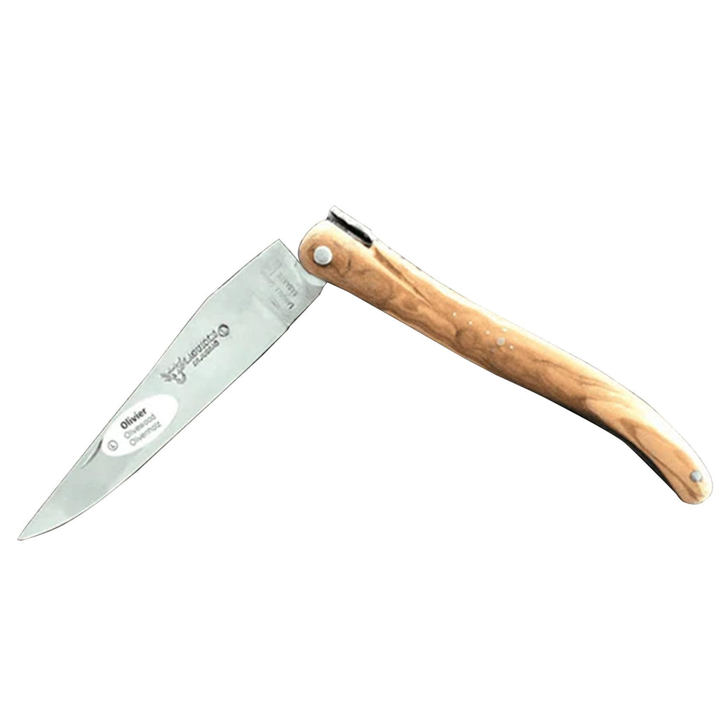 Laguiole en Aubrac Handcrafted Plated Multipurpose Knife, Full Olivewood Handle, 4.75 inches