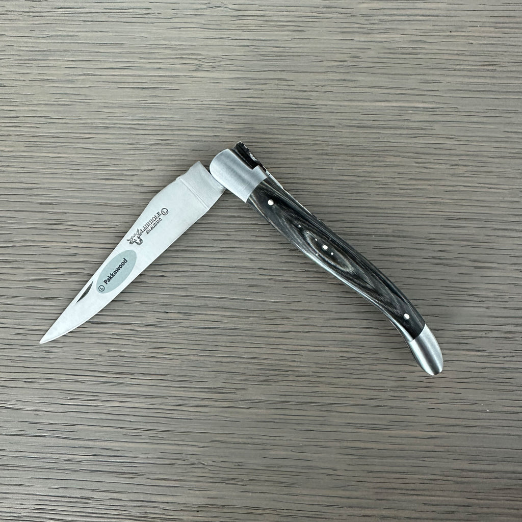 Laguiole en Aubrac Double Plated Knife Grey Pakka Handle, 4.7"