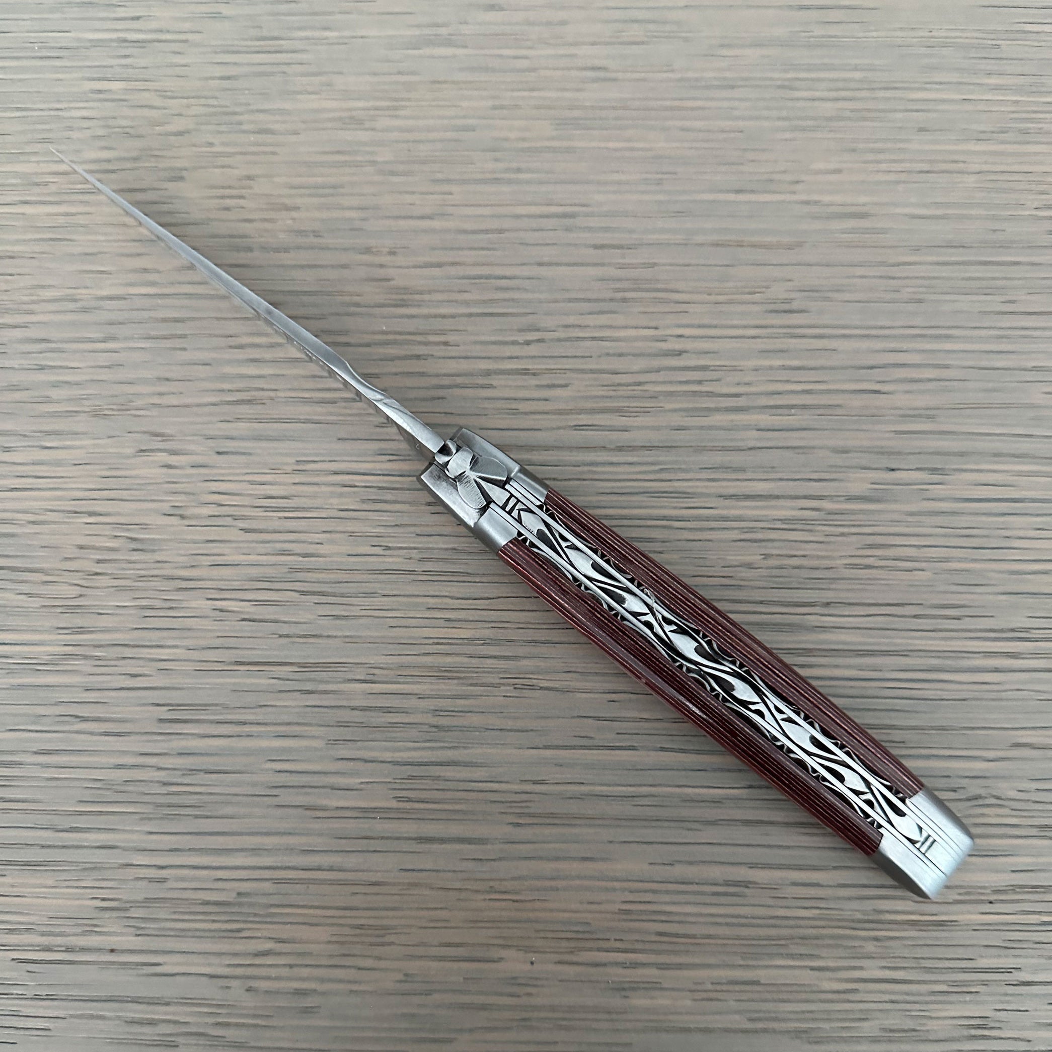 Laguiole en Aubrac Double Plated Knife Red Pakka Handle, 4.7"