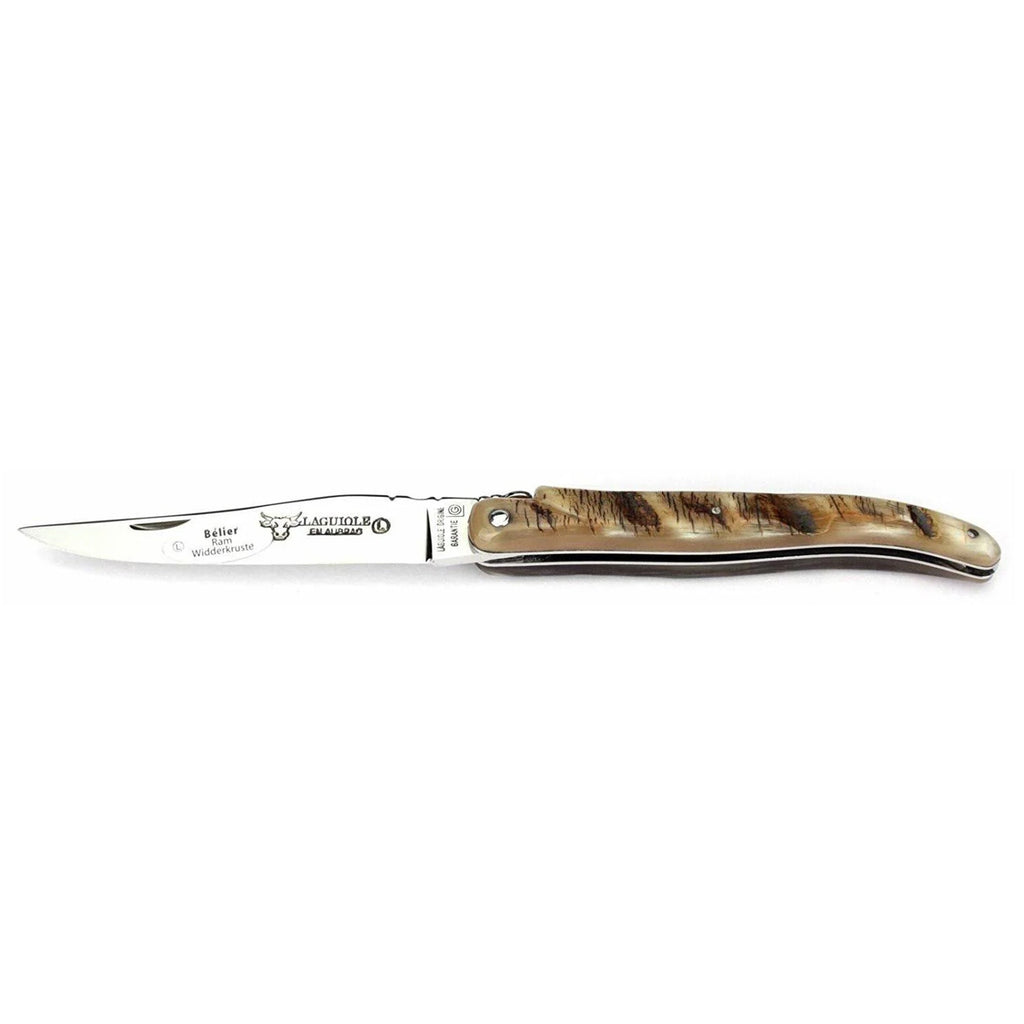 Laguiole en Aubrac Handcrafted Plated Multipurpose Knife, Full Ram Crust Handle, 4.75 inches