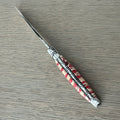 Laguiole en Aubrac Handcarved Plates Multipurpose Knife, Red Mollar Handle, 4.75 inches