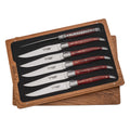 Laguiole en Aubrac Handcrafted 6-Piece Steak Knife Set with Red Pakkawood Handles