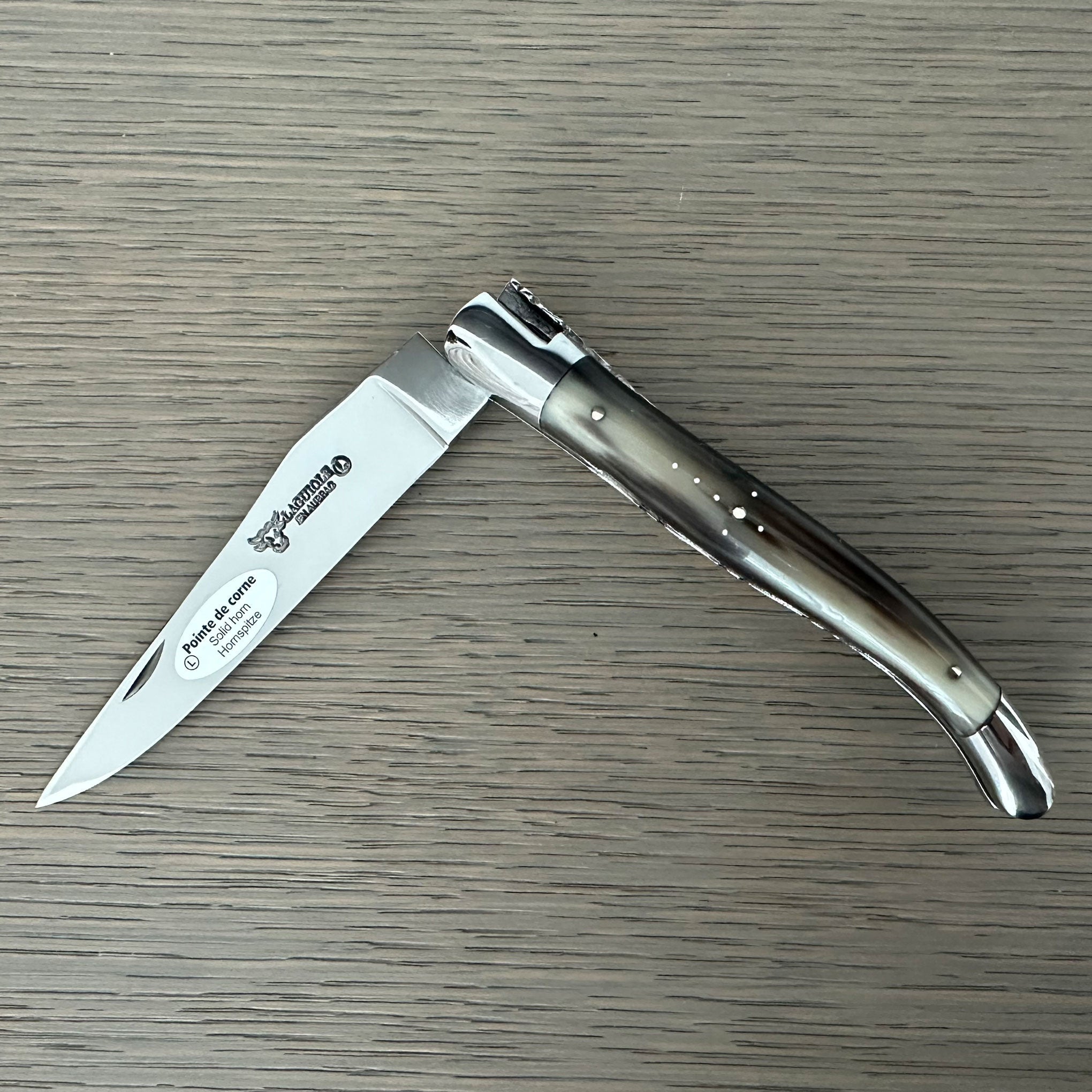 Laguiole en Aubrac Double Plated Folding Knife - Solid Horn, 4.75"
