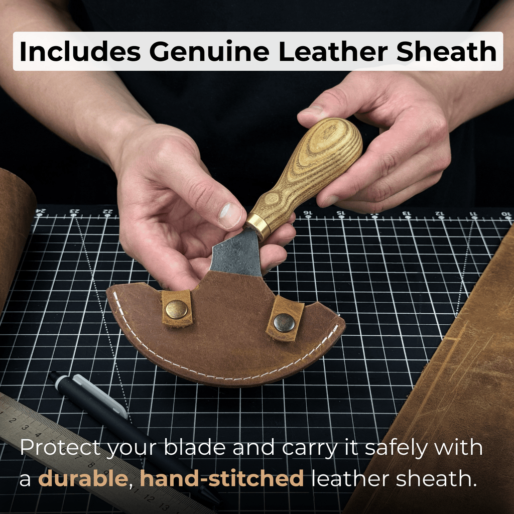 Large Leather Round Knife, 12.5 cm (4.9 inches)