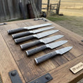 Handmade Damascus Chef Knife Set 6 Piece Professional Kitchen Knife Collection Full Tang Wood Handles