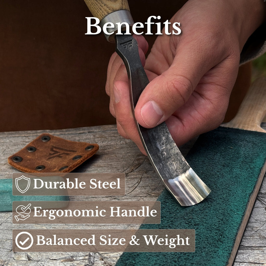 Long Bent (Curved) Gouge, 10 - 45 mm (0.4 - 1.8 inches)