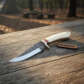 Hand Forged Knife-Steel Blade Camel Bone Handle