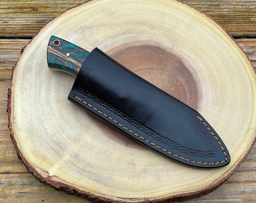 Pine Cone Handle Fixed Blade Knife, Custom Full Tang Hunting Knife