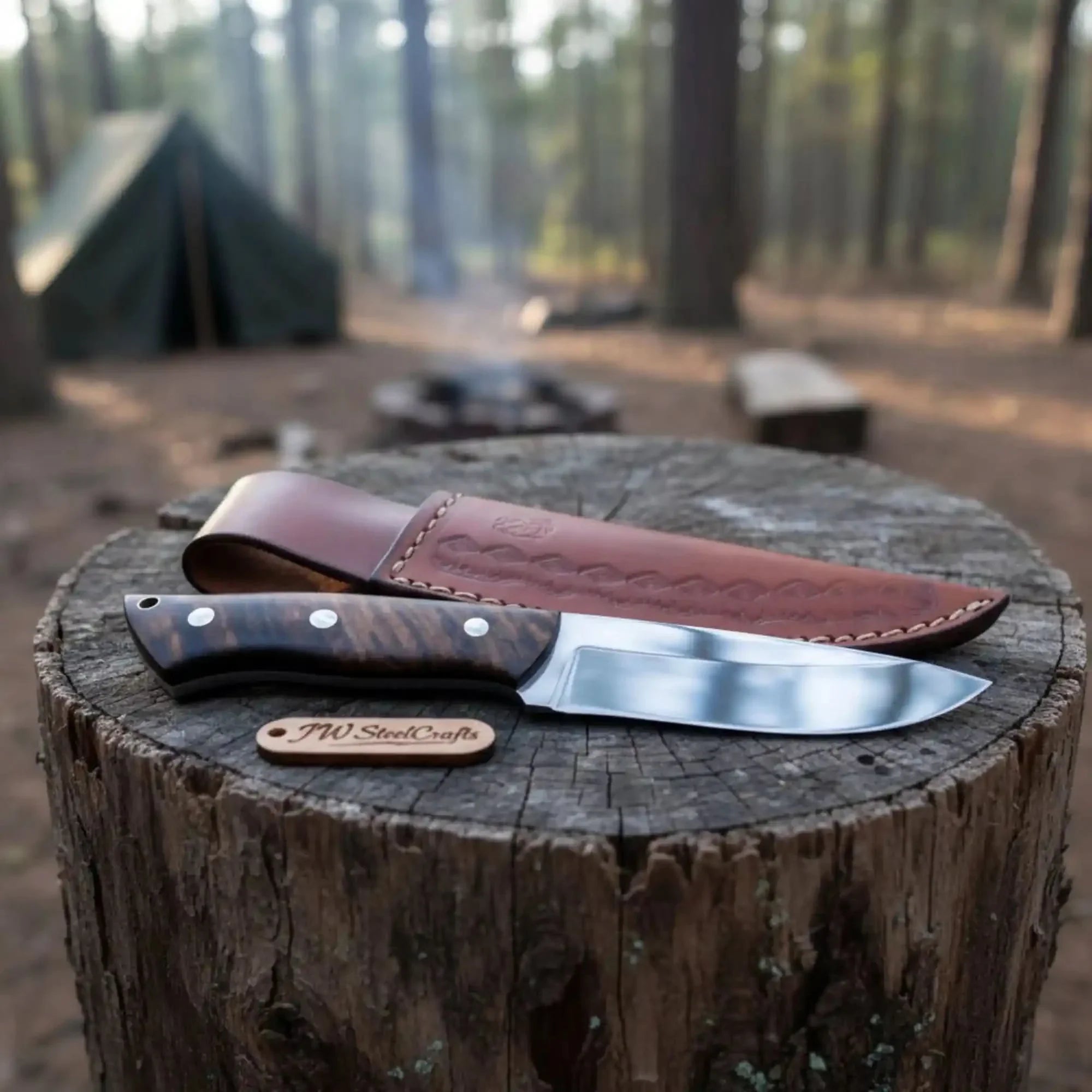 Drop Point Rosewood Hunting Knife 8" Carbon Steel Blade Rosewood Handle