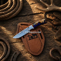 Prairie Sheath Cowboy Carry Knife – 4” Rasp Steel Stabilized Wood