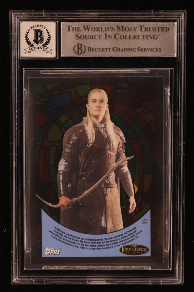 Orlando Bloom Signed 2006 Topps LOTR Stained Glass #S7 Legolas (BGS | Auto 10)