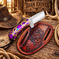 Purple Cholla Cactus Cowboy Bull Cutter Rasp Steel Outdoor Fixed Blade Knife - Relic & Reel