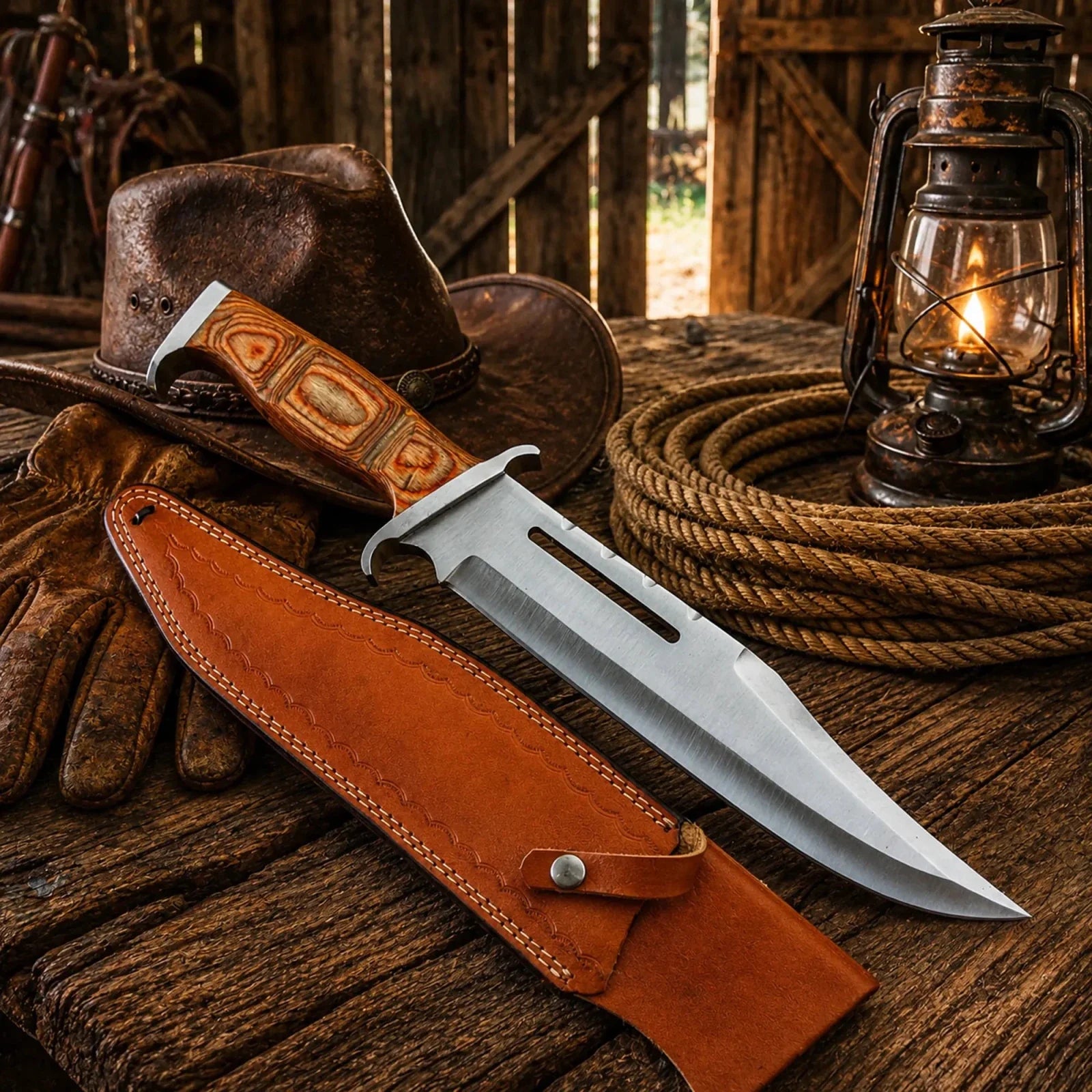 Rambo 3 Bowie Knife 18” – Handmade Steel With Leather Sheath