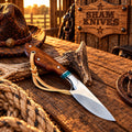 Ranch Rodeo Cowboy Skinning Knife – D2 Steel with Rose Wood & Turquoise Inlay Handle