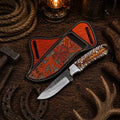 Rasp File Steel Ranch Knife – Pine Cone Handle & Floral Cross Belt Sheath
