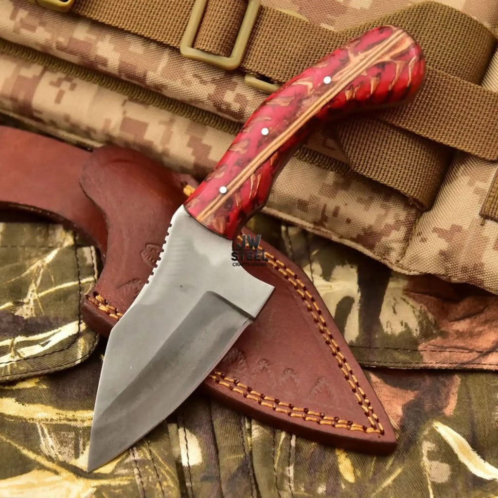 Acid Washed Stainless Steel Hunting Knife Pinecone Handle Outdoor & Camping Knife