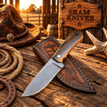 Rose Wood Trail Buckaroo Knife – 4″ D2 Acid Wash Blade & Cross-Draw Sheath