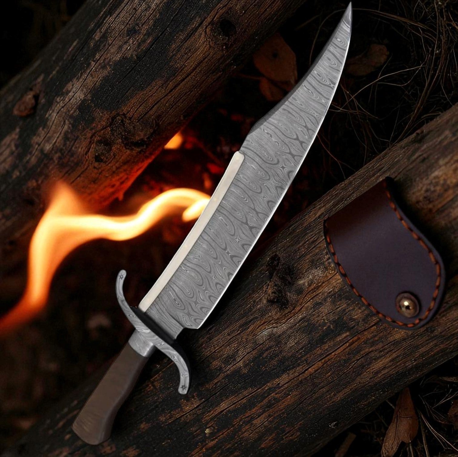 Handmade Alamo Musso Bowie Knife Damascus Steel