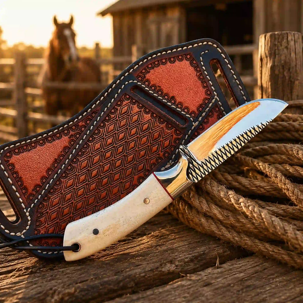 Buckaroo Knife | Rasp Steel with Camel Bone Handle