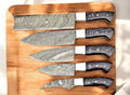 Handmade Damascus Kitchen Knives Set – Exotic Wood Handles