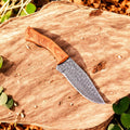 Handmade Damascus Hunting Knife – 10" with Wood Handle
