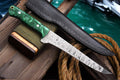 Damascus Knife Store premium 12.8-inch handmade Damascus fillet knife with a polished blade and ergonomic handle for precise filleting.